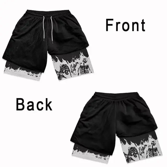 Men's Double-Layered Anime Shorts