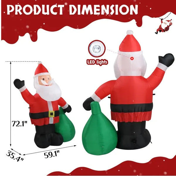 6 FT Lighted Christmas Inflatable Santa Claus