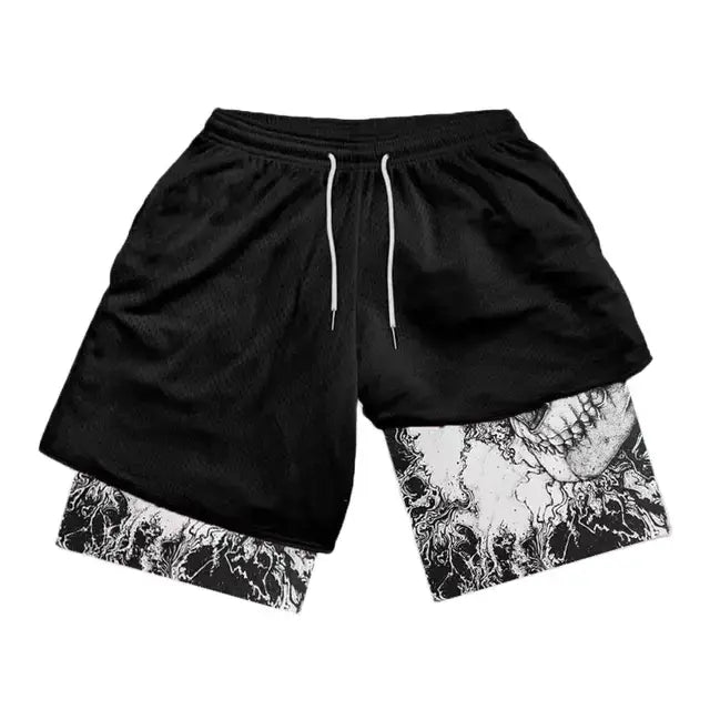 Men's Double-Layered Anime Shorts