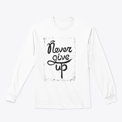 Never Give Up Motivational Quote. Hand Written Inscription. Hand Drawn