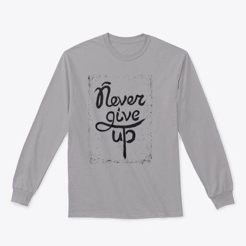 Never Give Up Motivational Quote. Hand Written Inscription. Hand Drawn