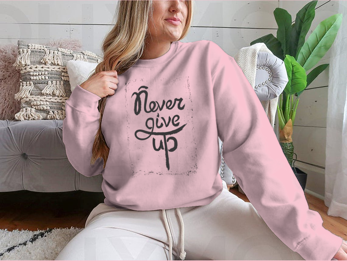 Never Give Up Motivational Quote. Hand Written Inscription. Hand Drawn