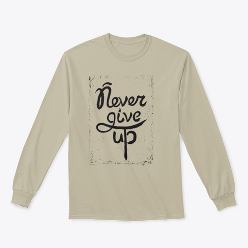 Never Give Up Motivational Quote. Hand Written Inscription. Hand Drawn