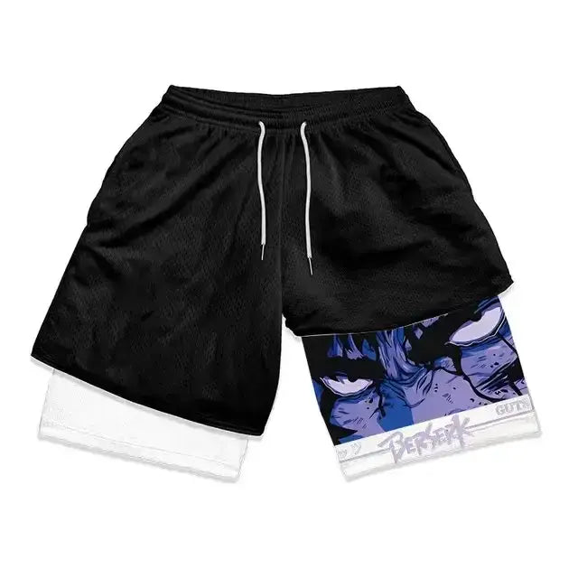 Men's Double-Layered Anime Shorts