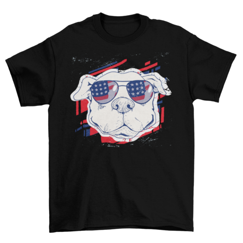 Cool American Funny Dog Wearing Sunglasses t-shirt