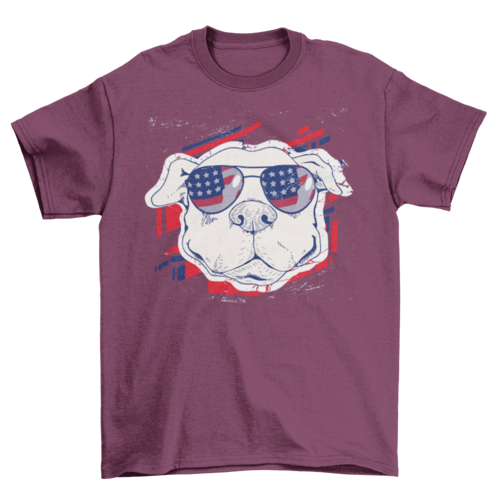 Cool American Funny Dog Wearing Sunglasses t-shirt