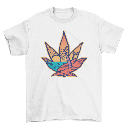 Cannabis leaf beach t-shirt