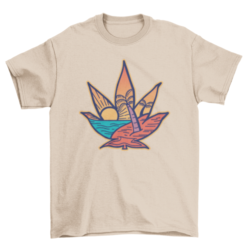 Cannabis leaf beach t-shirt