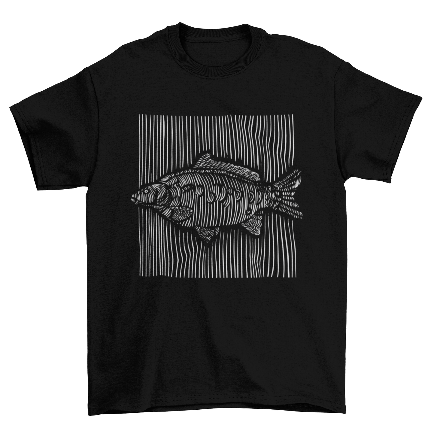 3D lines carp fish t-shirt