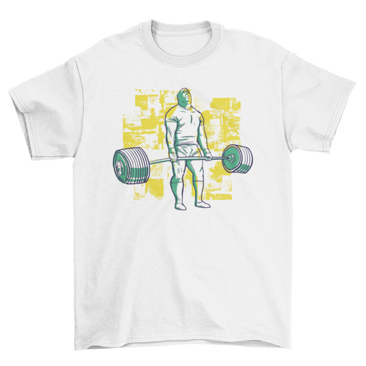 Bodybuilder deadlift heavy barbell fitness gym t-shirt