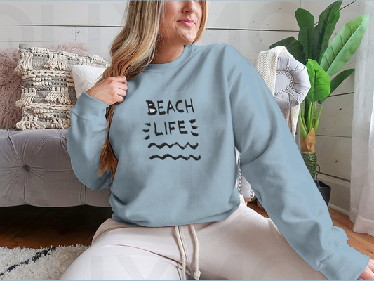 Beach Life Lettering Summer Quote, Black Letters On White Background